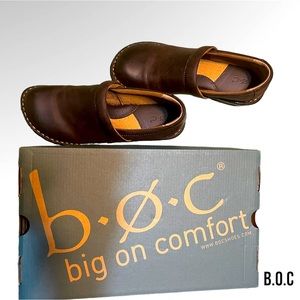 b.o.c genuine leather clogs, size 8.